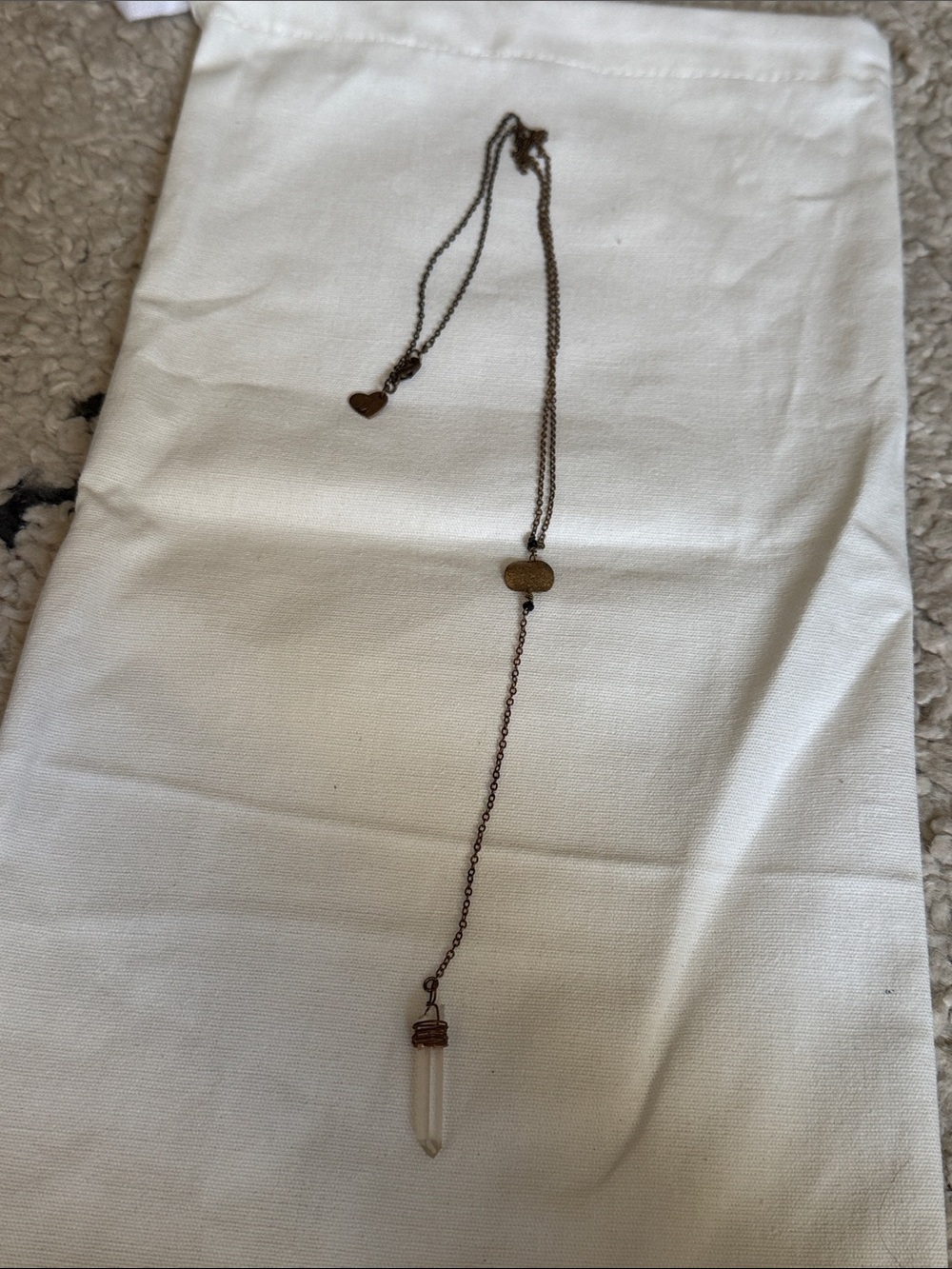 Brandy Melville Brass Gold Crystal Lariat Necklace